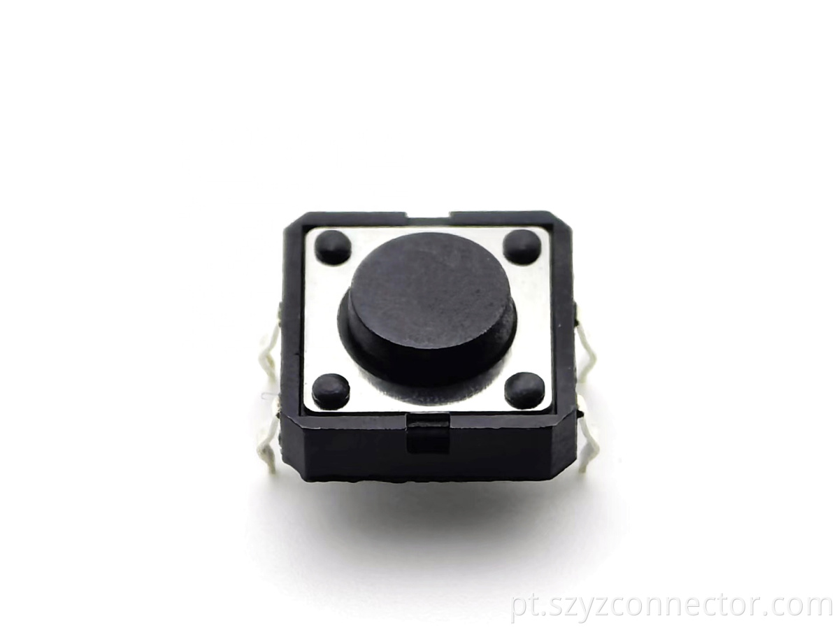 TACT SWITCH 12X12mm 4P H=5.0mm Black Handle DIP
